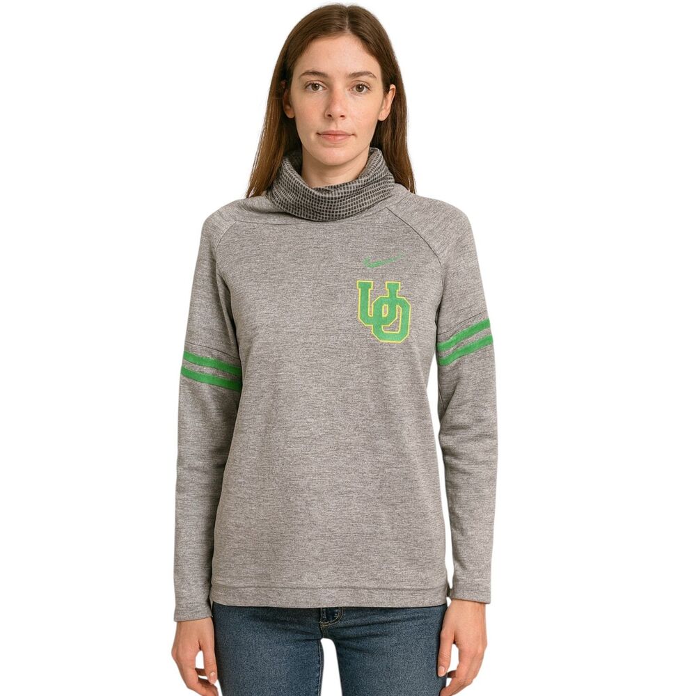 Nike Oregon Ducks Women's Pullover Gray Funnel Neck Long Sleeve Lightweight XS